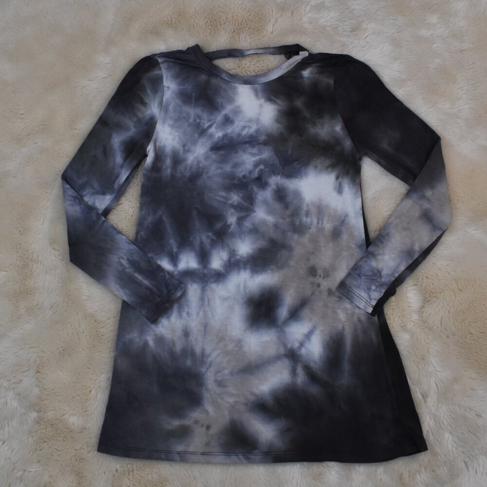 Art Class Girls Tie Dyed Long Sleeve Dress Size 6/ 6X Black Gray